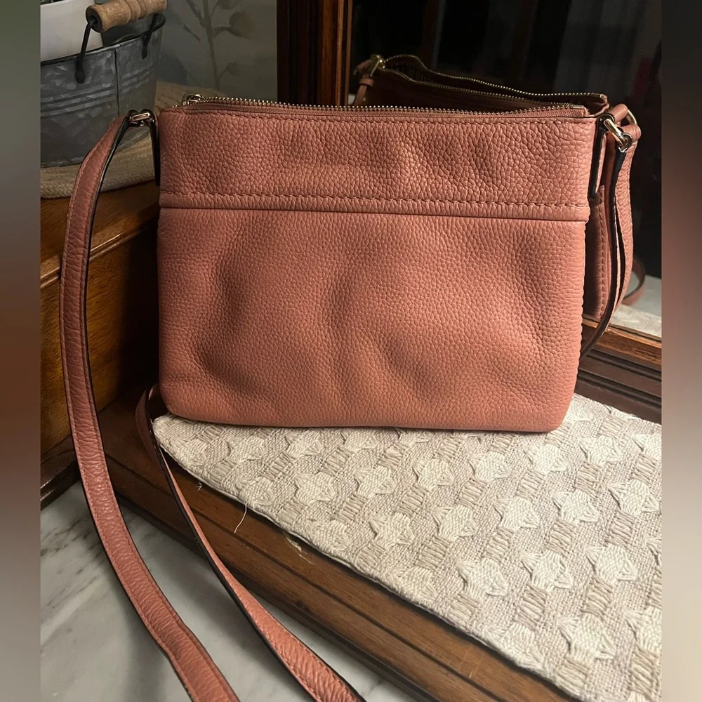 KATE SPADE Classic Jackson Street Gabriele Leather Crossbody Purse Pink Gold GUC
